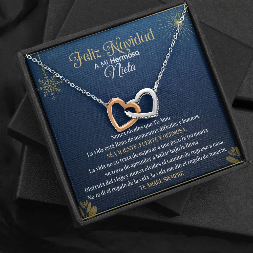 Feliz Navidad a Mi Hermosa Nieta - Collar Corazones Entrelazados