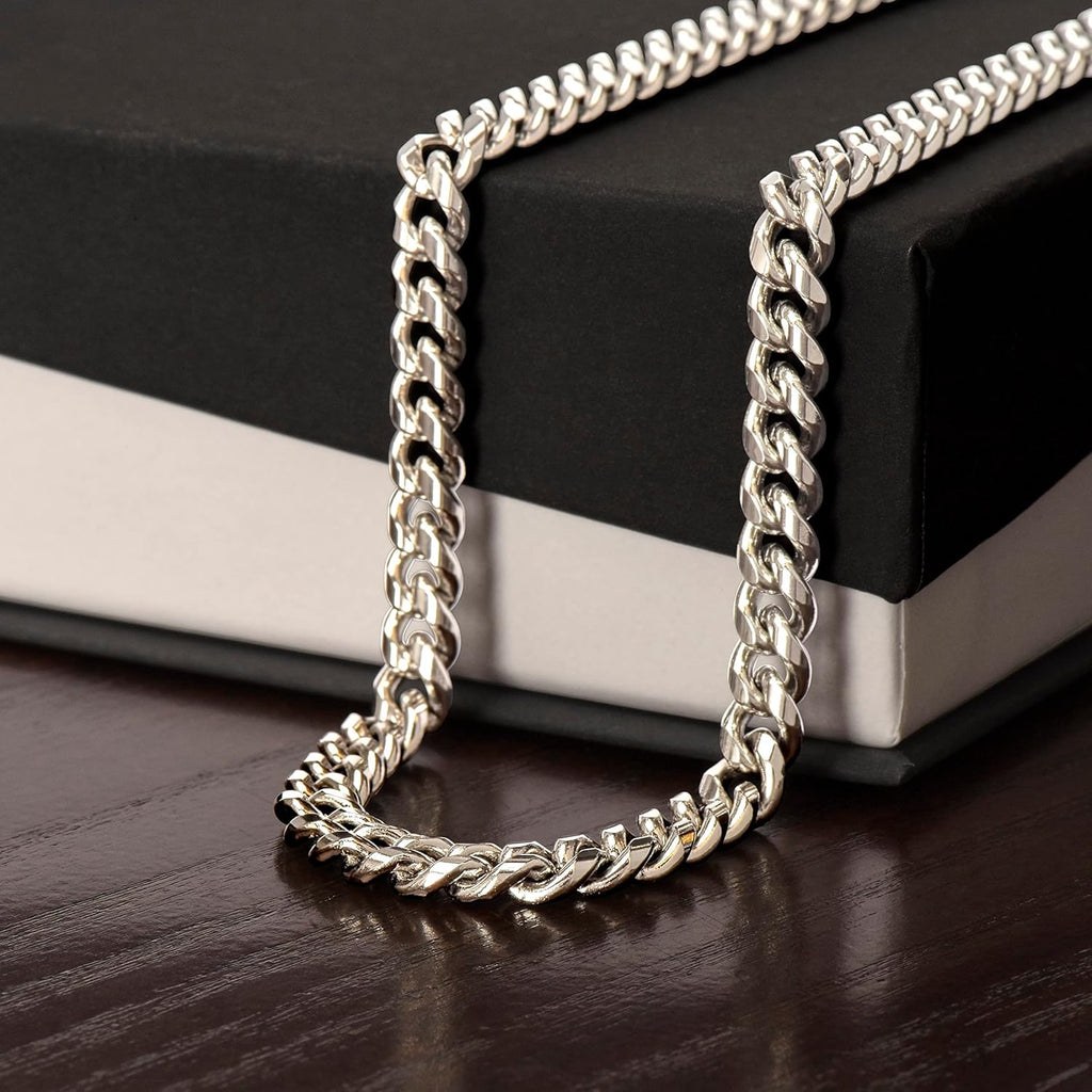 Collar Cubano Para Hombre Cadena Hombres Regalos Originales - Ideas De Regalo Para Él Navidad Cumpleaños - Set De Regalo Con DEDICACIÓN Incluido