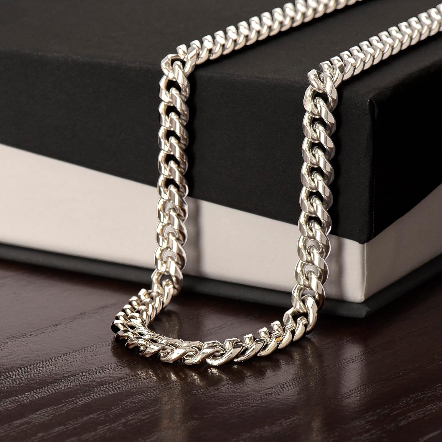 Collar Cubano Para Hombre Cadena Hombres Regalos Originales - Ideas De Regalo Para Él Navidad Cumpleaños - Set De Regalo Con DEDICACIÓN Incluido