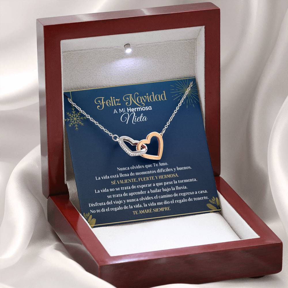 Feliz Navidad a Mi Hermosa Nieta - Collar Corazones Entrelazados