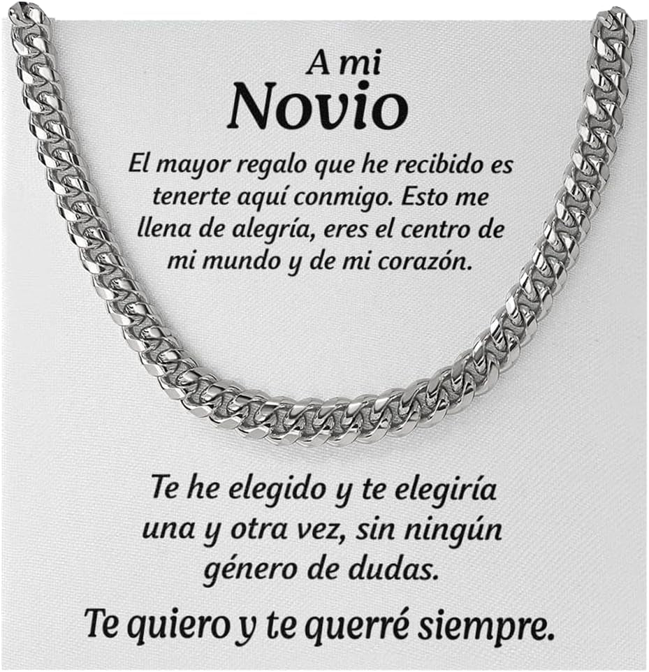 Collar Cubano Para Hombre Cadena Hombres Regalos Originales - Ideas De Regalo Para Él Navidad Cumpleaños - Set De Regalo Con DEDICACIÓN Incluido