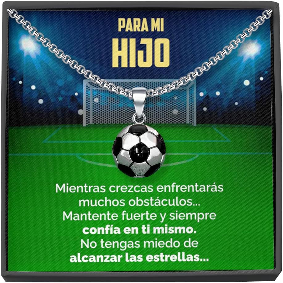 SOFIA FERRER Regalo Niño 10 Años, Colgante De Futbol Para Niños, Regalo Original Niño 8, 9, 10, 11, 12 Años, Collar Hombre Acero Inoxidable, Cosas De Futbol Para Niños, Navidad