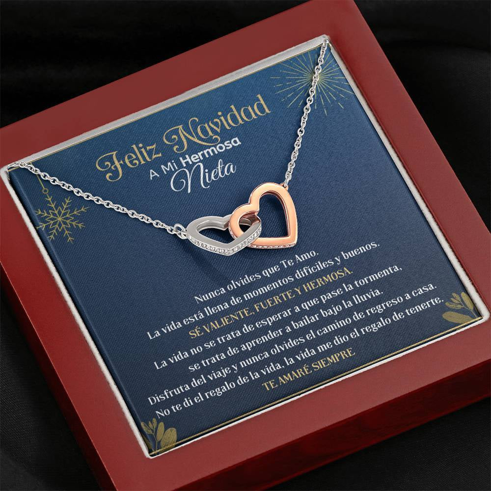 Feliz Navidad a Mi Hermosa Nieta - Collar Corazones Entrelazados