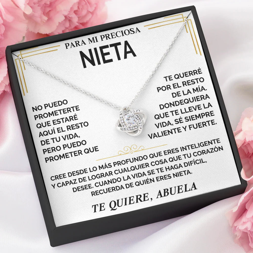 Collar De Nudo Con Tarjeta Dedicatoria "Recuerda De Quien Eres Nieta"