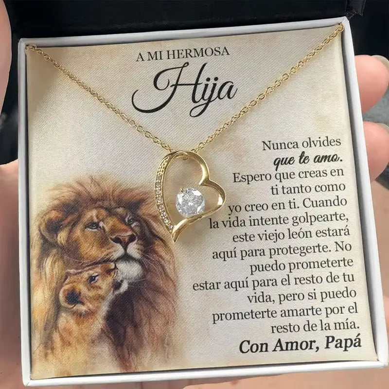 A Mi Hermosa Hija to My Daughter Heart Necklace Love Forever Necklace Gift for Daughter Fashion Jewelry with Box