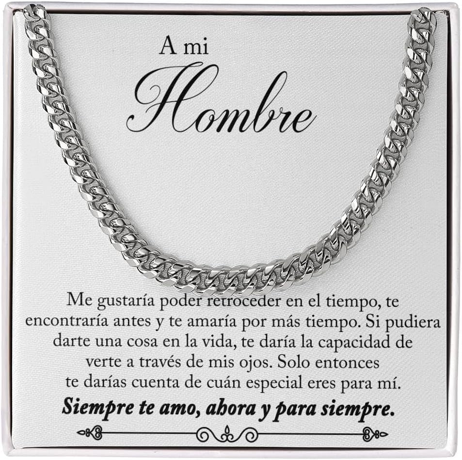 Collar Cubano Para Hombre Cadena Hombres Regalos Originales - Ideas De Regalo Para Él Navidad Cumpleaños - Set De Regalo Con DEDICACIÓN Incluido