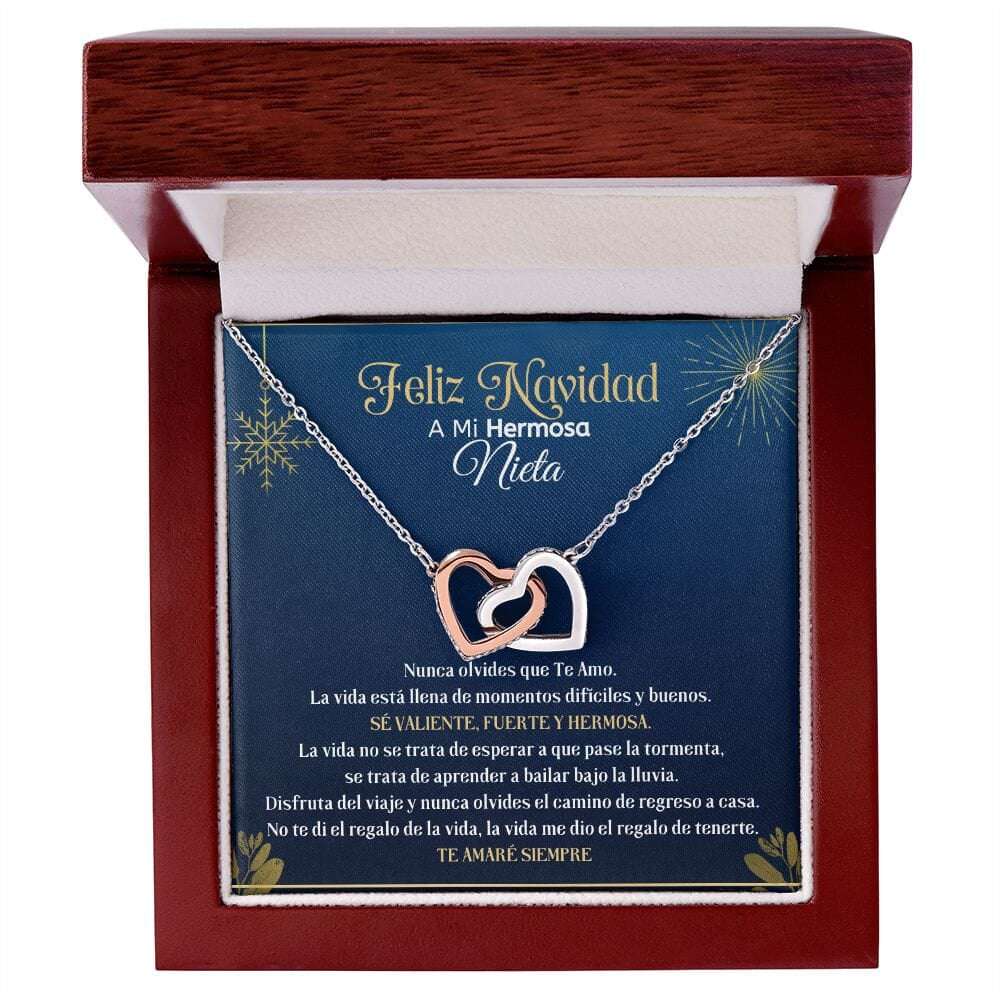 Feliz Navidad a Mi Hermosa Nieta - Collar Corazones Entrelazados