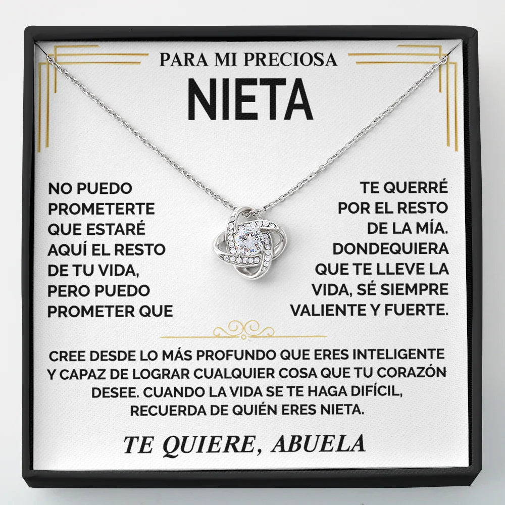 Collar De Nudo Con Tarjeta Dedicatoria "Recuerda De Quien Eres Nieta"