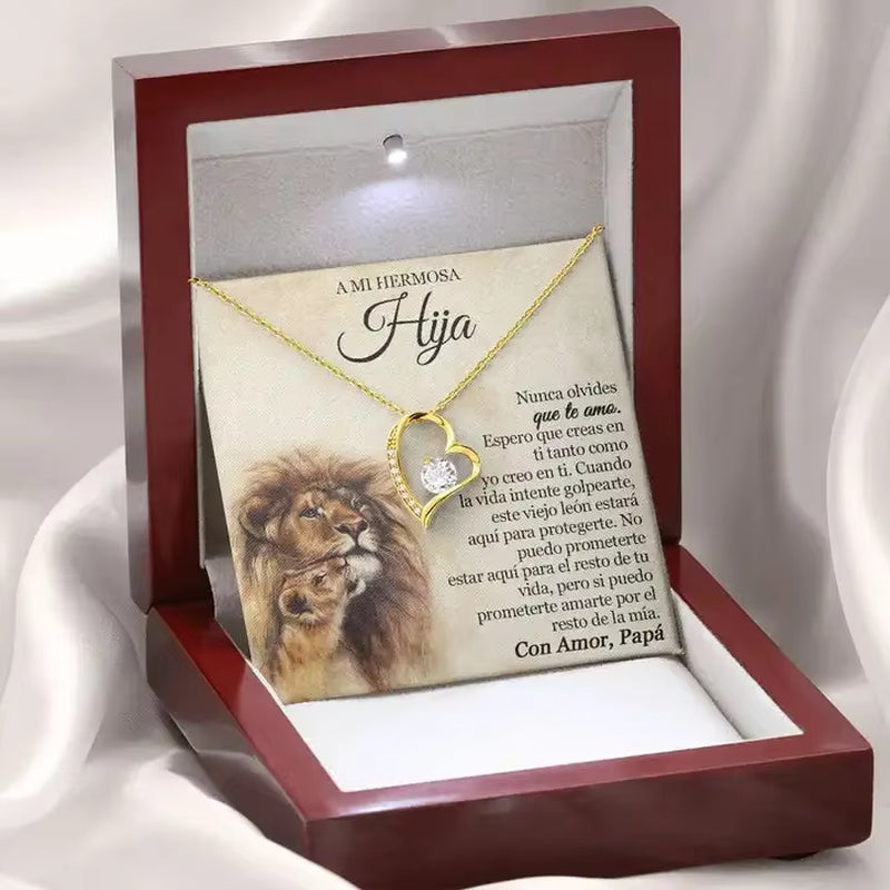 A Mi Hermosa Hija to My Daughter Heart Necklace Love Forever Necklace Gift for Daughter Fashion Jewelry with Box