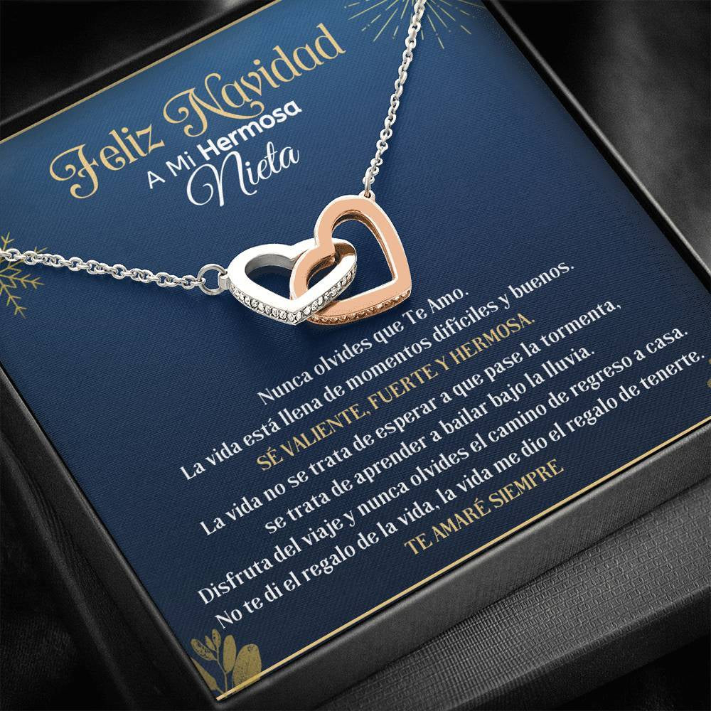 Feliz Navidad a Mi Hermosa Nieta - Collar Corazones Entrelazados