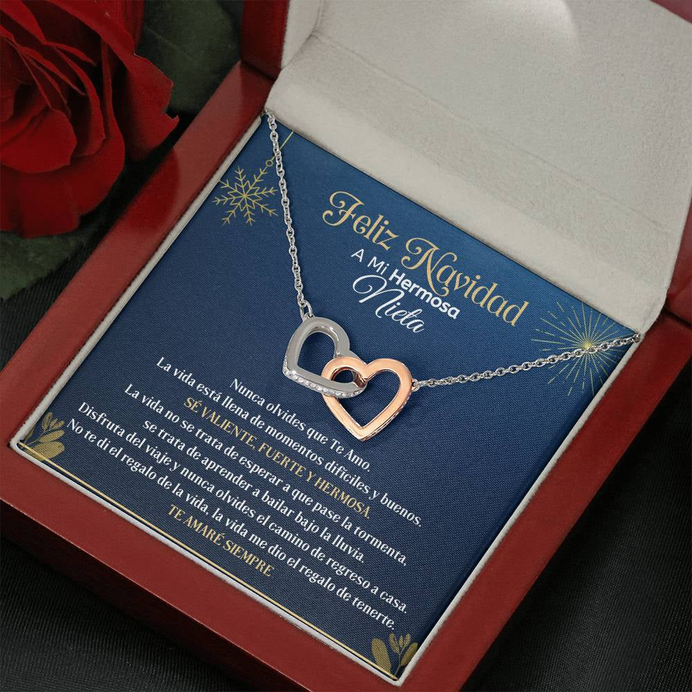 Feliz Navidad a Mi Hermosa Nieta - Collar Corazones Entrelazados