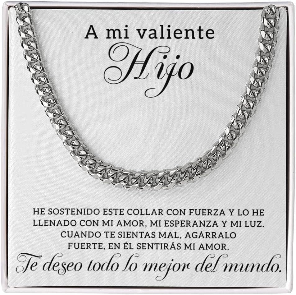 Collar Cubano Para Hombre Cadena Hombres Regalos Originales - Ideas De Regalo Para Él Navidad Cumpleaños - Set De Regalo Con DEDICACIÓN Incluido