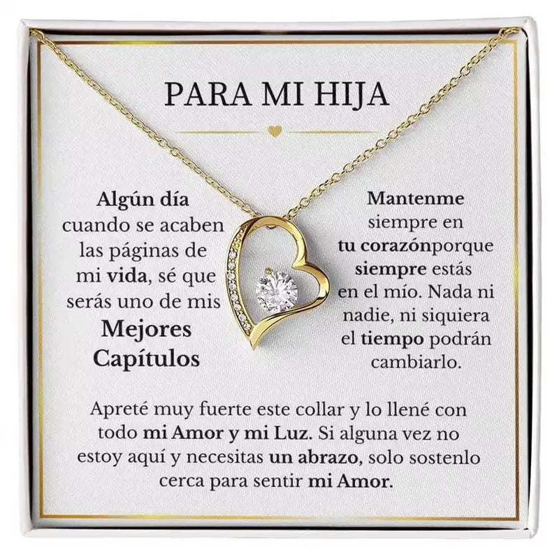 Para Mi Hija Collar De Amor Eterno to My Daughter Gift Chain Necklace Birthday Women Girl Love Heart Pendant Necklaces