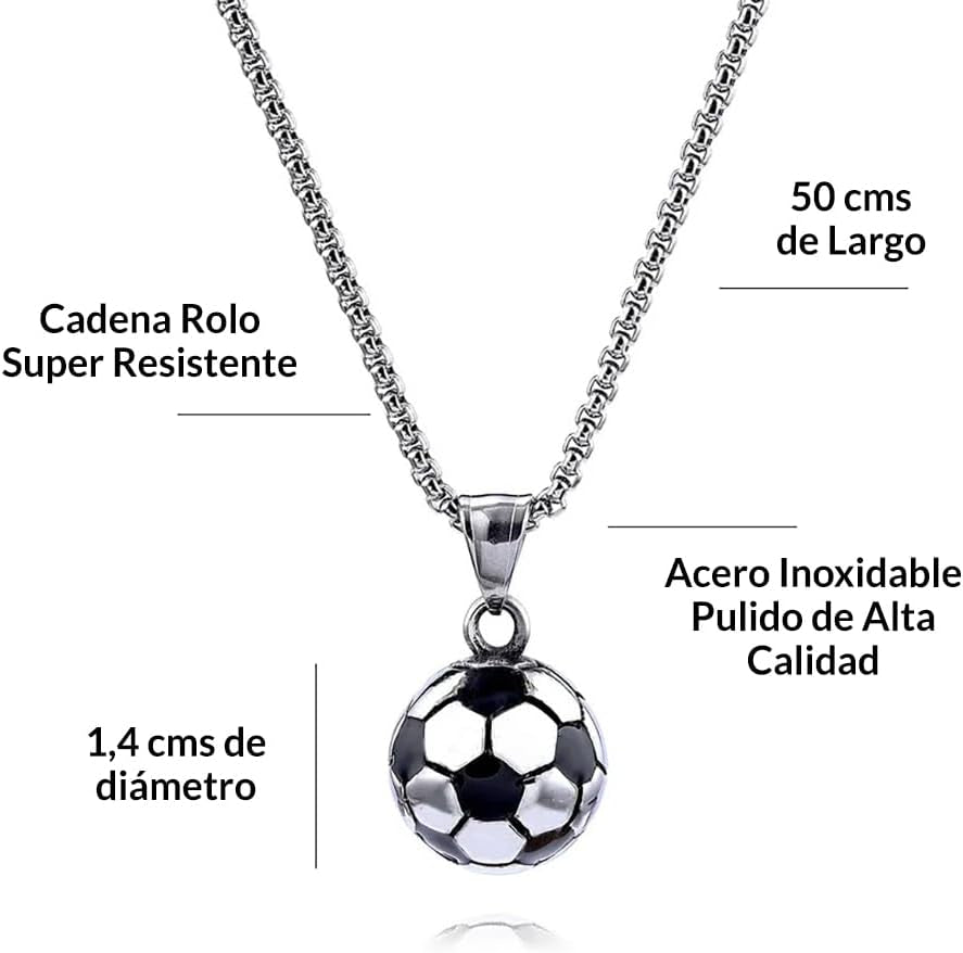 SOFIA FERRER Regalo Niño 10 Años, Colgante De Futbol Para Niños, Regalo Original Niño 8, 9, 10, 11, 12 Años, Collar Hombre Acero Inoxidable, Cosas De Futbol Para Niños, Navidad