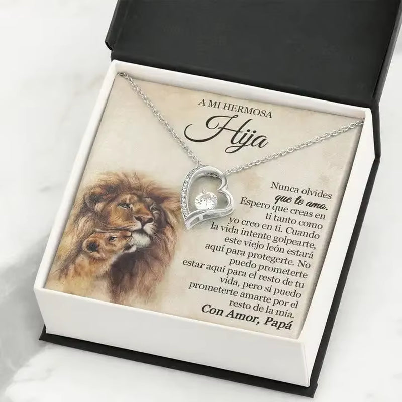 A Mi Hermosa Hija to My Daughter Heart Necklace Love Forever Necklace Gift for Daughter Fashion Jewelry with Box