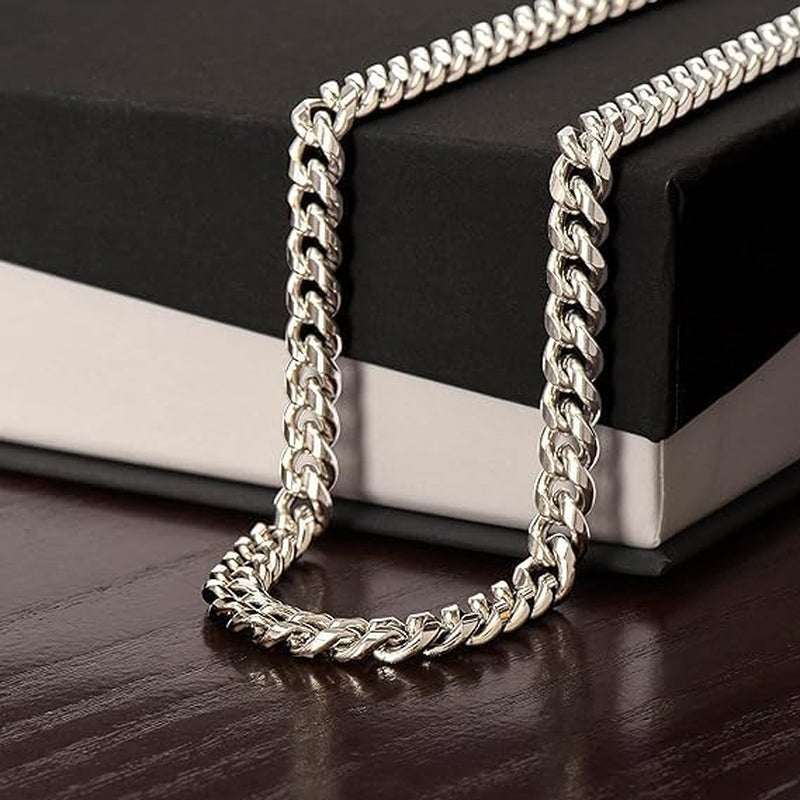 Collar Cubano Para Hombre Cadena Hombres Regalos Originales - Ideas De Regalo Para Él Navidad Cumpleaños - Set De Regalo Con DEDICACIÓN Incluido