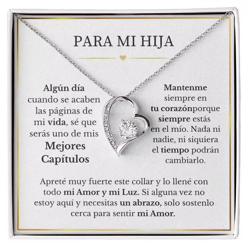 Para Mi Hija Collar De Amor Eterno to My Daughter Gift Chain Necklace Birthday Women Girl Love Heart Pendant Necklaces